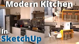 how to design a modern kitchen in SketchUp | Kitchen Design in SketchUp | kitchen design tutorial