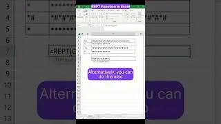 REPT Function In Excel | Repeat Text #shorts