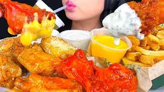 ASMR CHEESY FRIED CHICKEN WINGS WING STOP 