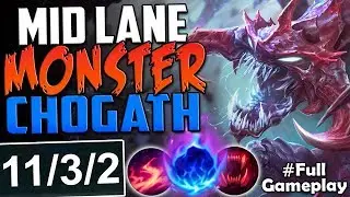 MID LANE MONSTER CHOGATH | New Runes ChoGath vs Akali MID BUILD | RANKED SEASON 8 Gameplay