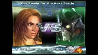Tekken 4 Christie vs Yoshimitsu,  yoshimitsu stomach and christie has back pain during double KO