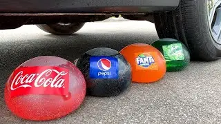 Crushing Crunchy & Soft Things by Car! EXPERIMENT: Car vs Coca Cola, Fanta, Mirinda Balloons