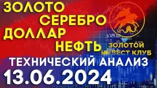 Рынок золота серебра доллара нефти 13 июня 2024 | технический анализ | золото серебро доллар нефть