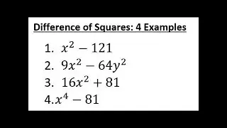 Special Factoring  Difference of Squares 4 Different Examples