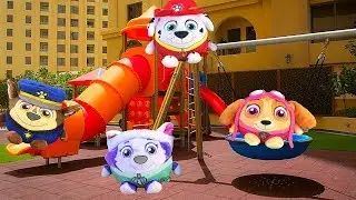 🐾 Funny Baby and New Paw Patrol Toys in the Outdoor Playground | Новые Игрушки Щенячий патруль 2018