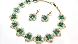 Beaded necklace/Pearl necklace/Жемчужное ожерелье/Жемчужное колье/Изумрудное колье/Бисер/DIY/Neckace