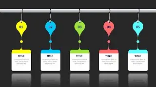 Create 5 Hanging Options Infographic Slide in PowerPoint. Tutorial No. 981