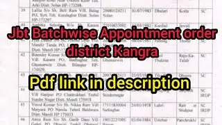 JBT Batchwise Appointment order district Kangra