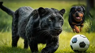 Active weekend with Luna the panther and rottweiler Venza 🐈‍⬛ ⚽️ 🐶(ENG SUB)