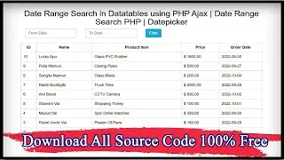 Date Range Search in Datatables using PHP Ajax | Date Range Search PHP | Datepicker