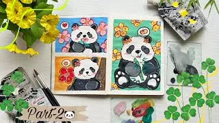 Panda Perfection in 10 Minutes with Easy Gouache Painting!Part - 2 #art #painting