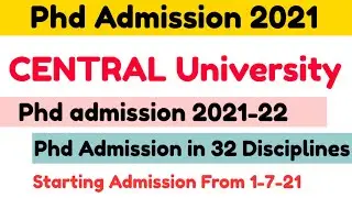 phd admission 2021 | central university phd admission 2021 | phd notification 2021