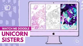 TIMELAPSE: Watch me draw and colour 'Unicorn Sisters' in Procreate app | Creative Happy Life Club