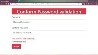 Password validation(hindi) || Confirm Password validation in jquery || Use Keyup method in jquery