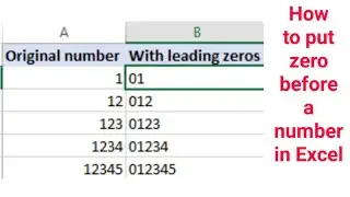 Add zero before a number in Excel