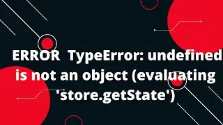 ERROR  TypeError: undefined is not an object (evaluating 'store.getState')