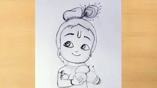 || Baal Krishna Easy Drawing Step by step || Little Krishna Simple drawing method ||