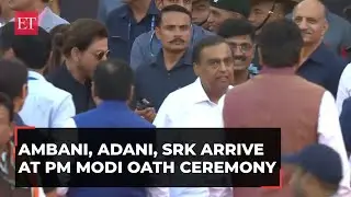 Modi 3.0: Mukesh Ambani, Shah Rukh Khan, Gautam Adani, Rajinikanth arrive at oath-taking ceremony