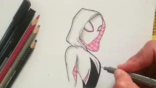 How to Draw SPIDER-GWEN - Spider-Man ( Into the Spider-Verse ) | step by step