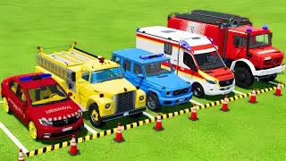 TRANSPORTING POLICE CARS, AMBULANCE EMERGENCY, FIRE DEPARTMENT WITH TRUCKS ! Farming Simulator 22