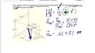 Statics - 3D Moment about an axis example 1