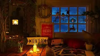 Deep Sleep at Christmas Night in a Cozy Winter Cabin with Blizzard and Fireplace Sounds