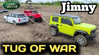 Suzuki Jimny VS Range rover Race, TUG OF WAR Toy brothers