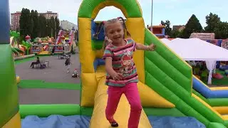 Yaroslava And Friends At The Outdoor Playground | Fun Kids Video About Inflatable Trampoline