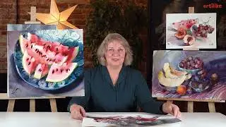 Сочные фрукты акварелью