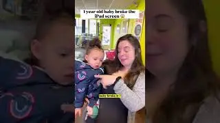 1 year old BABY broke the iPad screen ,MOM was worried not to get cut😧 