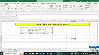 Convert text to binary in Excel using formula