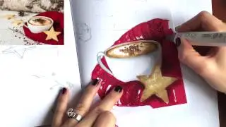 Видео-урок по созданию новогодней ОТКРЫТКИ маркерами!
