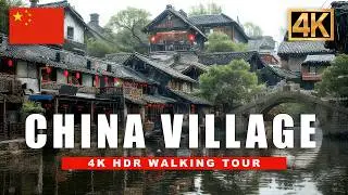 🇨🇳 Relaxing China Walking Tour - Picturesque Zhouzhuang Water Town - Suzhou Rain Walk | 4K HDR 60fps