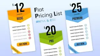 Responsive Flat Pricing Card List Design - Using HTML & CSS