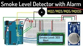 Smoke Level Detector with Alarm using Arduino & MQ-2/MQ-5/MQ-135 Sensor