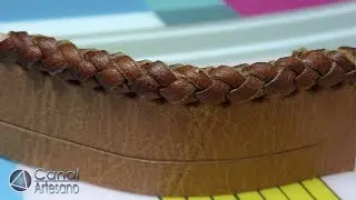 Costura de trenza de 4 con tireta de cuero - DIY Tutorial