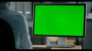 Green Screen | Chroma Key |  female using computer with green screen for work at office | 4K | HD