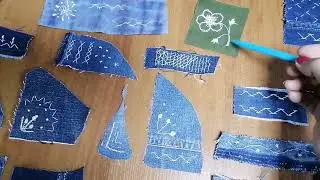 Вышивка по джинсе. Новые образы. Строчки, снежинки, цветочки.