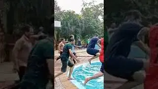 jumping in swimming pool 