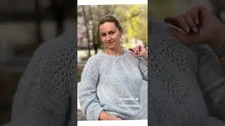 Шикарный ажурный джемпер спицами с круглой кокеткой 