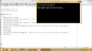 C program for swapping of two numbers using third variable in Bodo