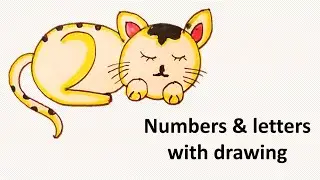 Easy cat drawing for kids | Numbers with drawing | letters with drawing |easy drawing for kids