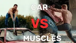 MUSCLES IN ACTION! Incredible Muscle Boys Lifting and Crushing a Car | awesome flexing videos