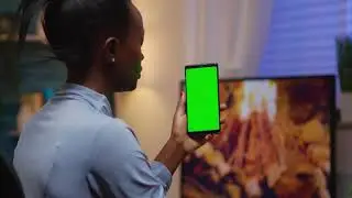 Viewing presentation on mobile phone with green screen Chroma Key - No Copyright