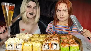 Мукбанг | Роллы | Halloween Невеста Чаки 🖤🎃 | Mukbang