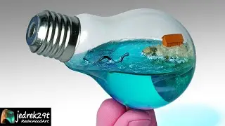 Ocean in a Light Bulb. Beach House Diorama  RESIN ART