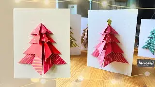 Tarjeta de Navidad con arbolito de papel 🌟 I Origami