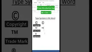 How to type Copyright symbol in ms word | trade mark symbol | Symbols in ms word