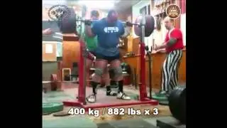 World Raw Powerlifing - Andrey Malanichev Squat 400 kg / 882 lbs x 3