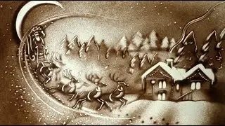 Новогодняя песочная открытка упряжка Санты Sand animation